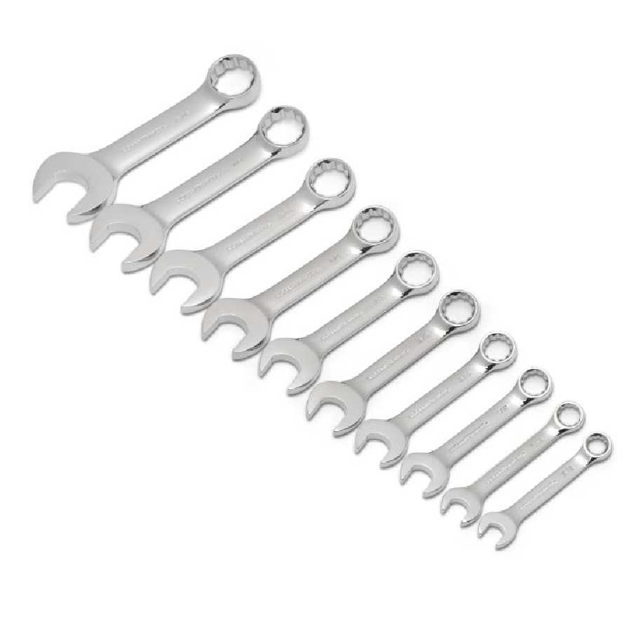 10 Piece 12 Point Stubby Combination SAE Wrench Set